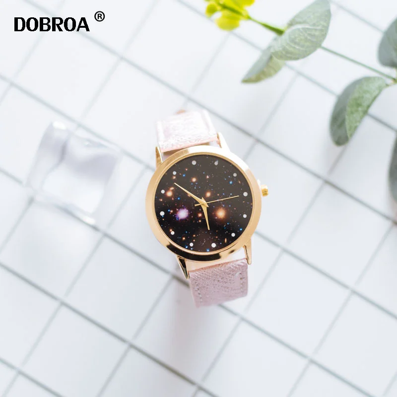 Relogio Masculino Reloj Mujer блестящий циферблат кожаный ремешок металлический Модный маленький Повседневный ремень для часов для мужчин леди звездное небо кварцевые часы