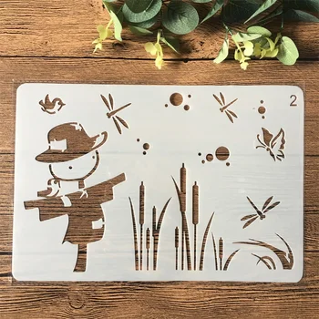 

26cm Scarecrow Dragonfly DIY Craft Layering Stencils Painting Scrapbooking Stamping Embossing Album Paper Card Template