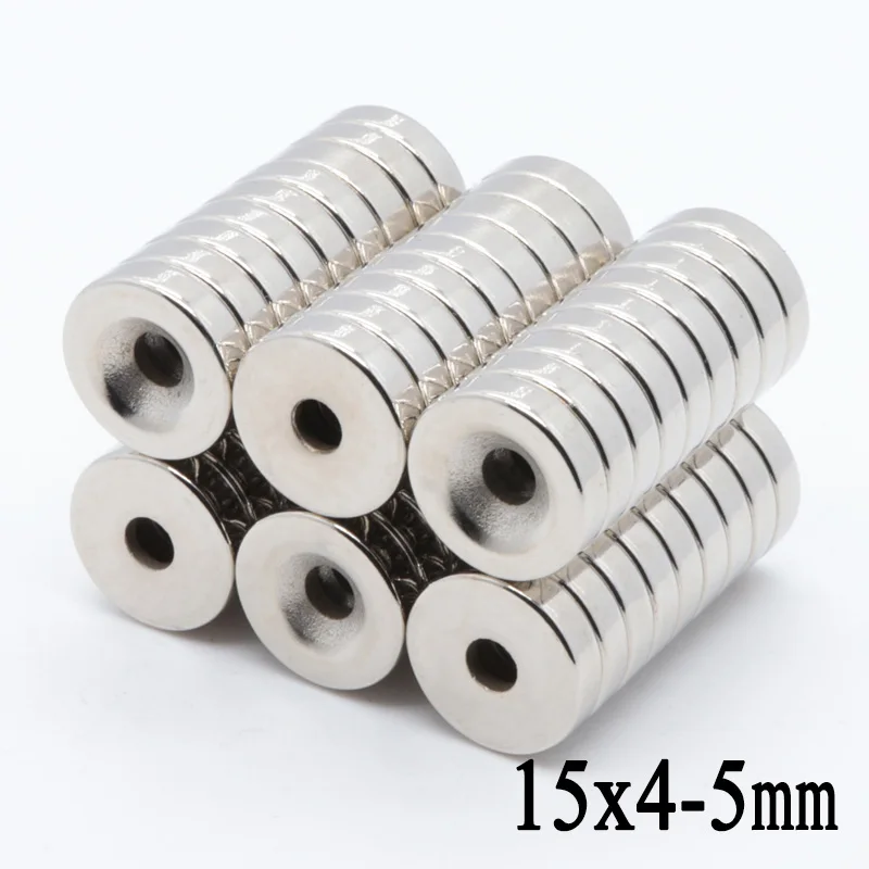 

10/12/15/20*4 Hole 4 mm N35 Mini Super Strong Countersunk Block Ring Magnets 15x4-4mm Rare Earth Permanet Neodymium Magnet