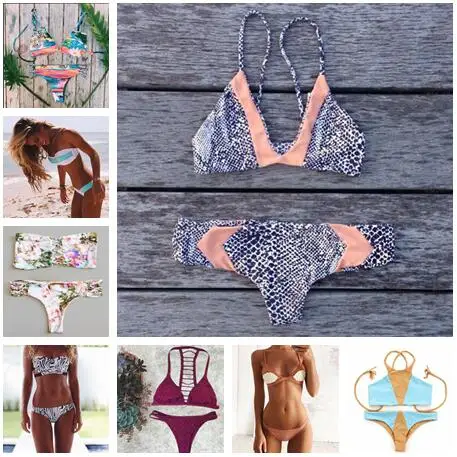 Bikinis Swimsuit Женщин Push Up Купальники 2017 Сексуальная Бандо Печати Бразильские Бикини