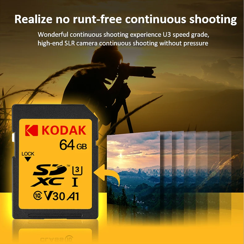 Карта памяти Kodak SD SDHC sd-карта 16 ГБ 32 ГБ 64 Гб 128 ГБ 256 ГБ SDXC C10 U3 U1 V30 UHS-I картао де карты памяти для камеры