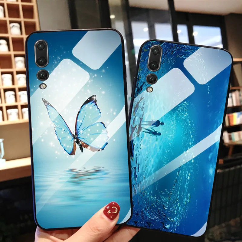Чехол из закаленного стекла для Huawei P20 Lite 2019 ударопрочный глянцевый чехол P30 Pro