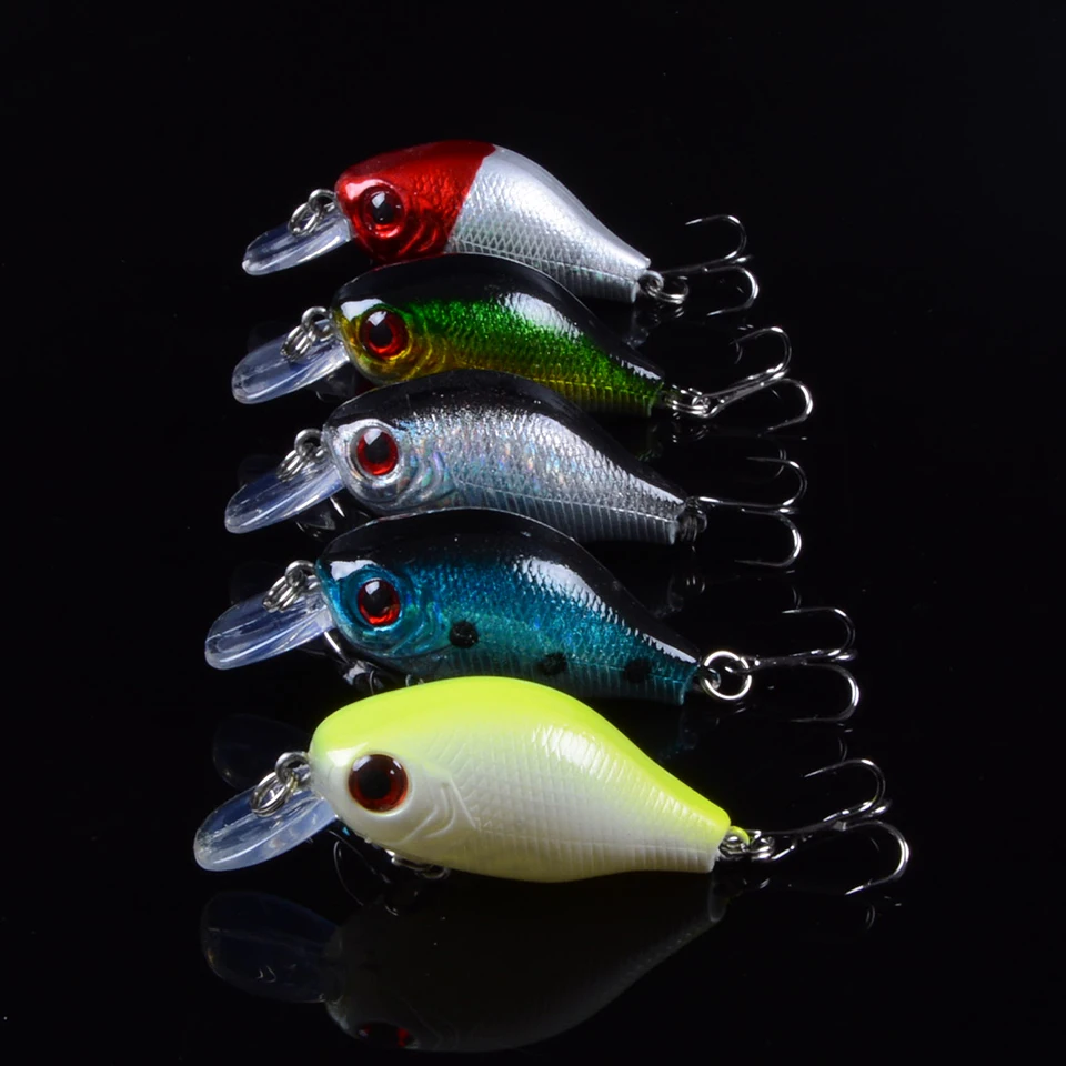 

5PCS 6cm/8.8g Small Pesca Hard Crank Crankbaits Fishing Lure Minnow Bait Topwater Wobbler Treble Hooks Tackle With 3D Eyes