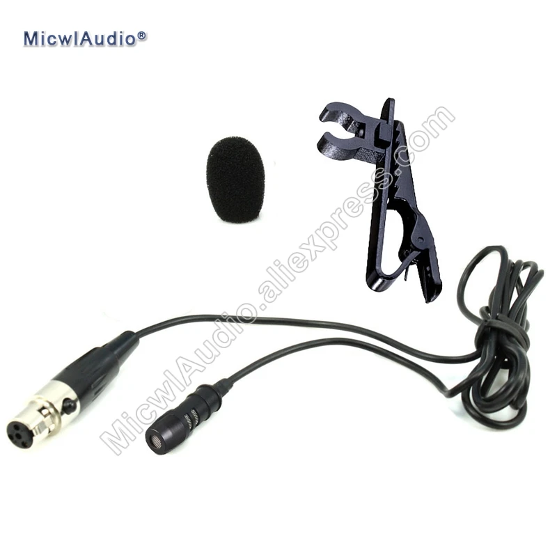 

Omnidirectional Condenser Lavalier Microphone Lapel Tie Clip 4Pin Mini XLR TA4F For Shure Wireless Black MicwlAudio LA-002