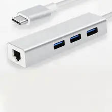 Тип usb с 3,1 до RJ45 Gigabit Ethernet LAN жилы 3-Порты и разъёмы USB 3,0 хаб-конвертер