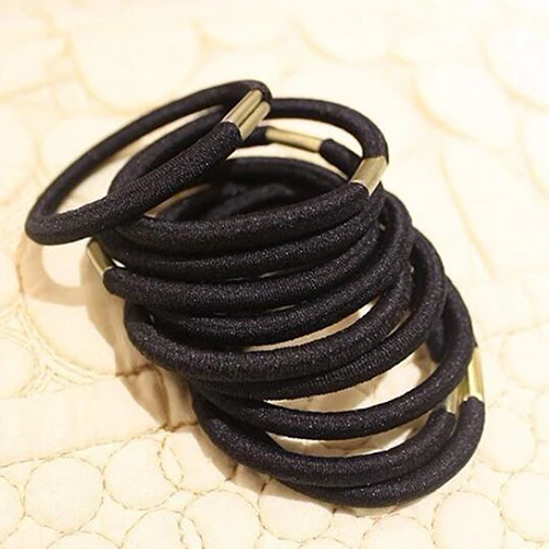 Hot 10Pcs Girls Black Elastic Hair Ties Band Rope Ponytail Holder Bracelets Scrunchie 77IF