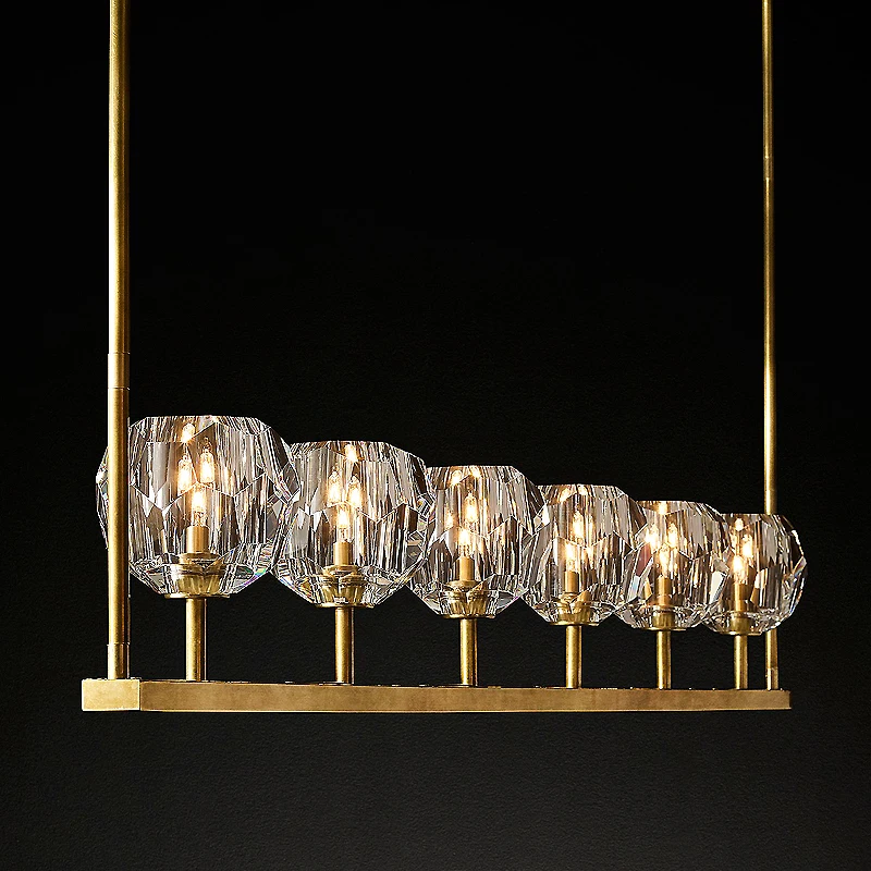 

Copper pendant lights luxury post-modern restaurant lights crystal lamp living room Simple LED villa hotel club pendant lamp L8