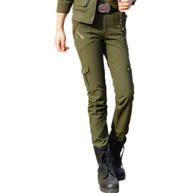 Military Cotton Pants Women Army Green Trousers Plus Size Casual Multi ...