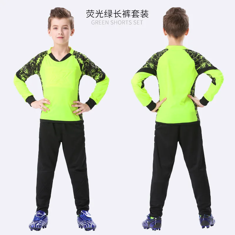2 Goalkeeper Jersey Пользовательские профессиональные детские Вратарские майки, футбольные майки, Придверные уплотненные губки, защитные тренировочные формы, наборы - Цвет: 2 Goalkeeper Jersey