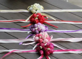 

party cup chair decor Bride wrist flowers Sister Hand Flower Groom Boutonniere best man corsage prom Wedding Flower