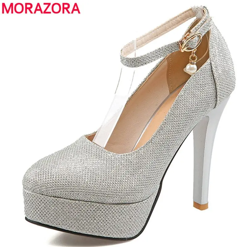 

MORAZORA 2018 new platform ultra high heels women pumps Fashion sexy woman shoes thin heel party wedding shoes for women