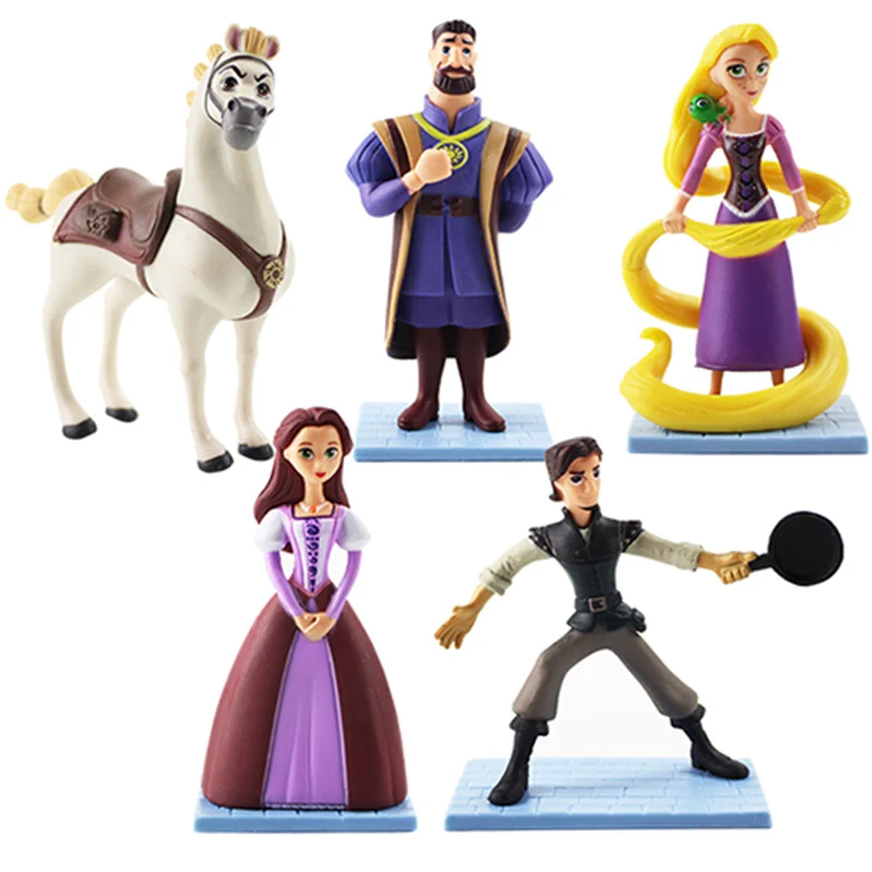 

11cm 5pcs/set Rapunzel Tangled Flynn Rider Pascal Maximus Tangled Princess Figure Action PVC Collection Model Toy Doll