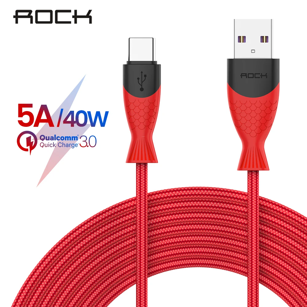 

ROCK 5A USB Type C Cable For Huawei Mate 20 P30 P20 Pro Lite USBC Fast Charging Charger USB-C Type-C For Samsung S10 S9 SFCP