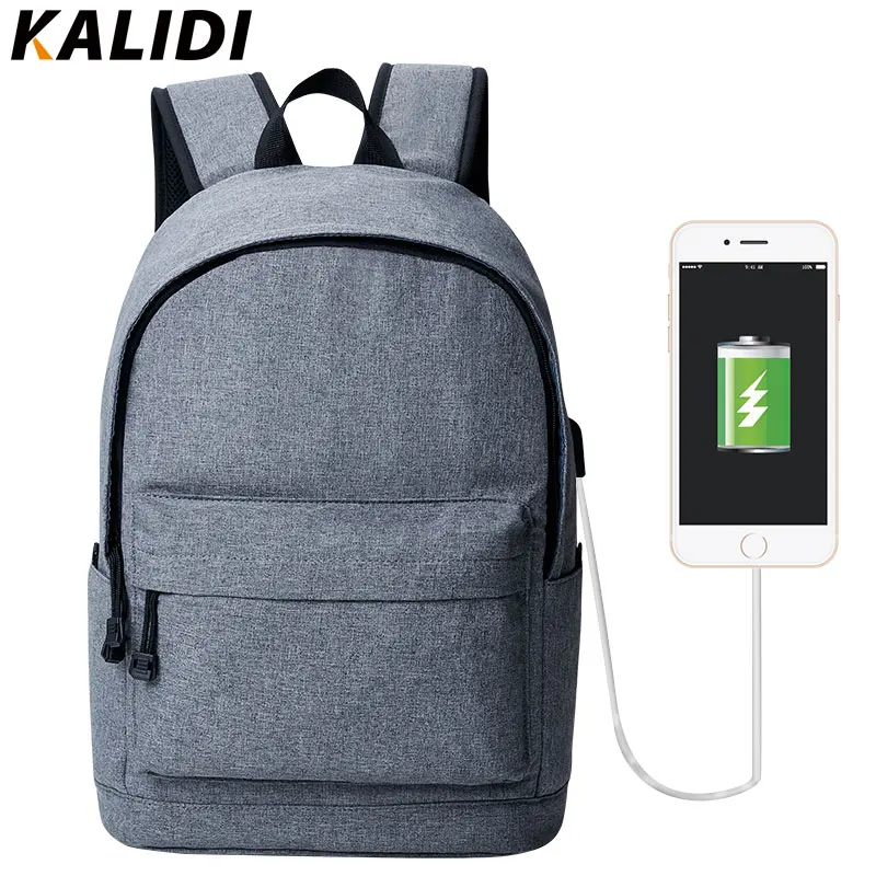 

KALIDI Fashion Laptop backpack Men Women Casual School Bag For Teenger Student Backpack USB Charging Famale Daypack 15 inch 2019