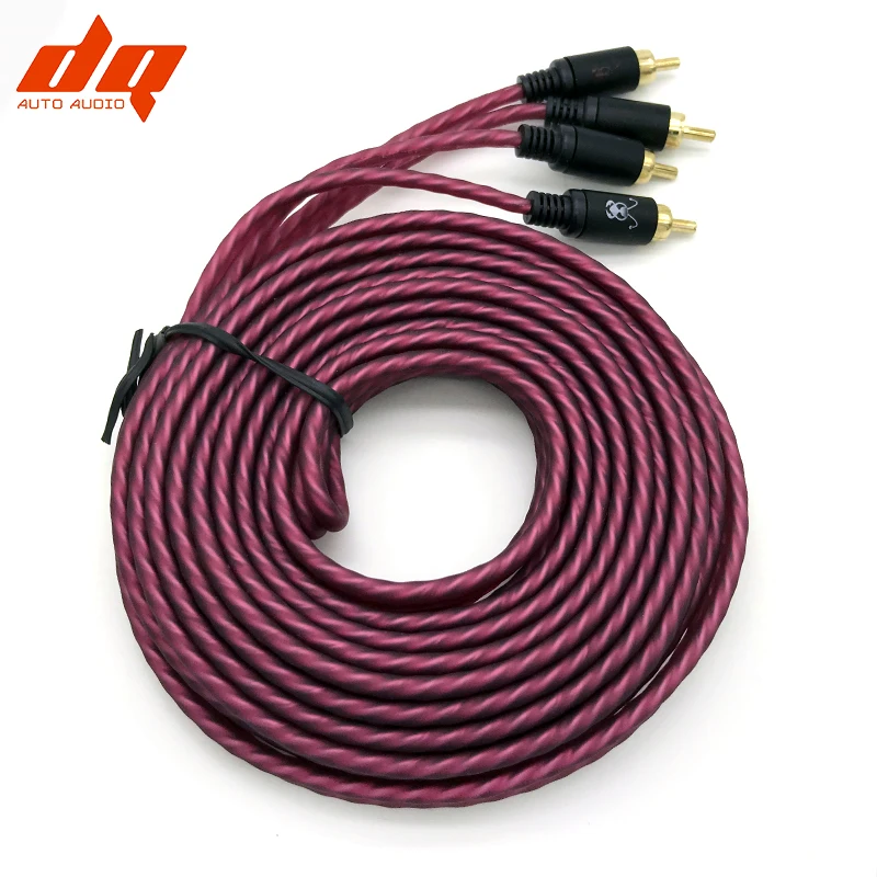 Автомобильный аудиокабель с 2 выходами 5 м в оплетке|amplifier rca cable|amplifier cablecable 5m |