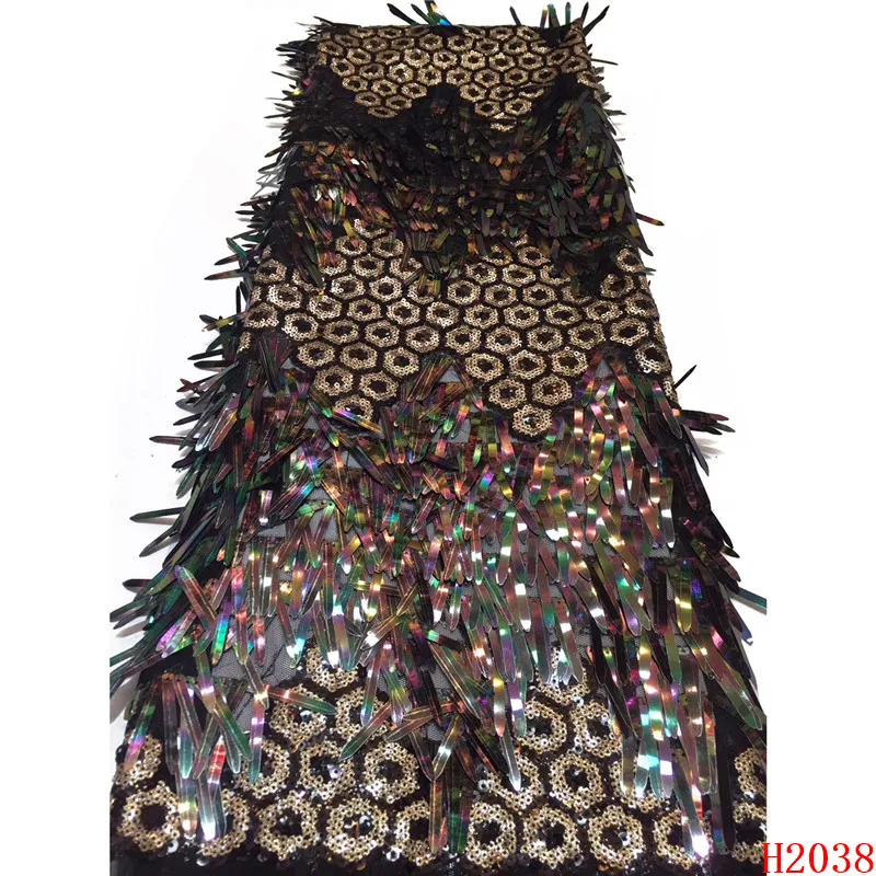 

Sequin Embroidered Wedding Dress 2019 French Mesh Lace Fabric Gold/Nigeria African Bridal Lace for Evening Party HX2038