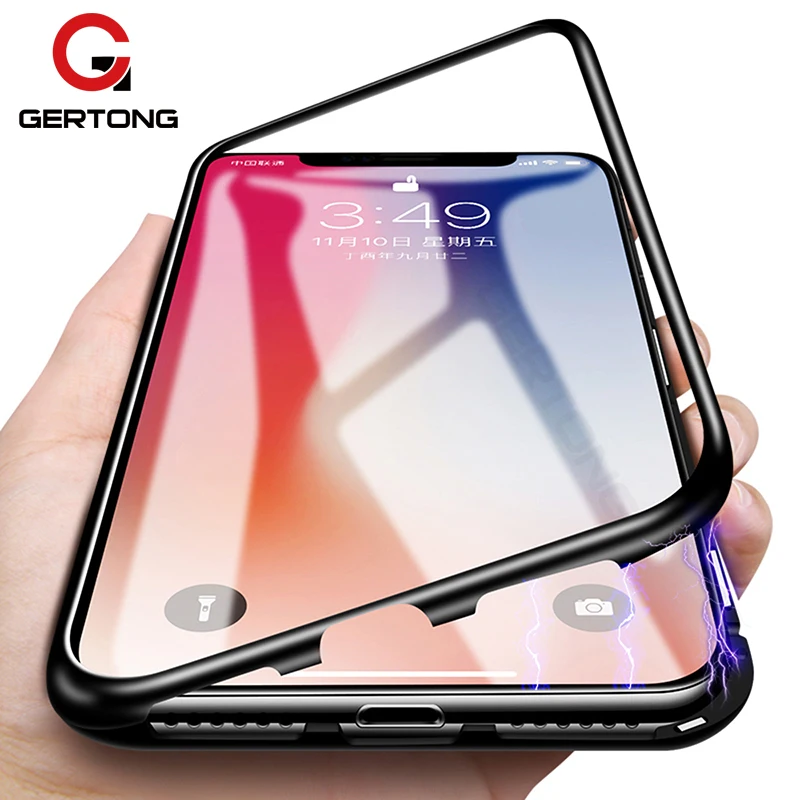 

Magnetic Adsorption Flip Case For iPhone XR XS Max X 7 8 6 S 6S Plus Tempered Glass Case Back Cover Metal Bumper Phone Cases