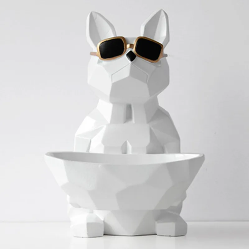 Французский бульдог коробка для хранения статуя моделирование собаки Животное Искусство Скульптура Смола ремесленник домашний дизайн интерьера L2976
