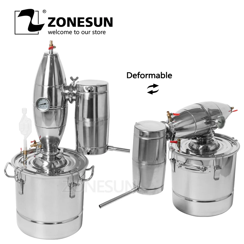 

ZONESUN Household Stainless Steel Home Wine Brewing Device 70L Alcohol Distiller Wine Maker English Manual 11 Gifts