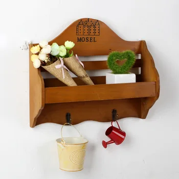 

Vintage Old Wooden Storage Rack Hollow Debris Holder Creative Clothing Store Wall Decorative Hooks Home Storage Organizers Hook