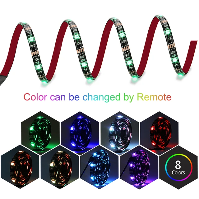 amiciVision USB 5V 5050 RGB LED Strip 2 Meters, with RF Remote For