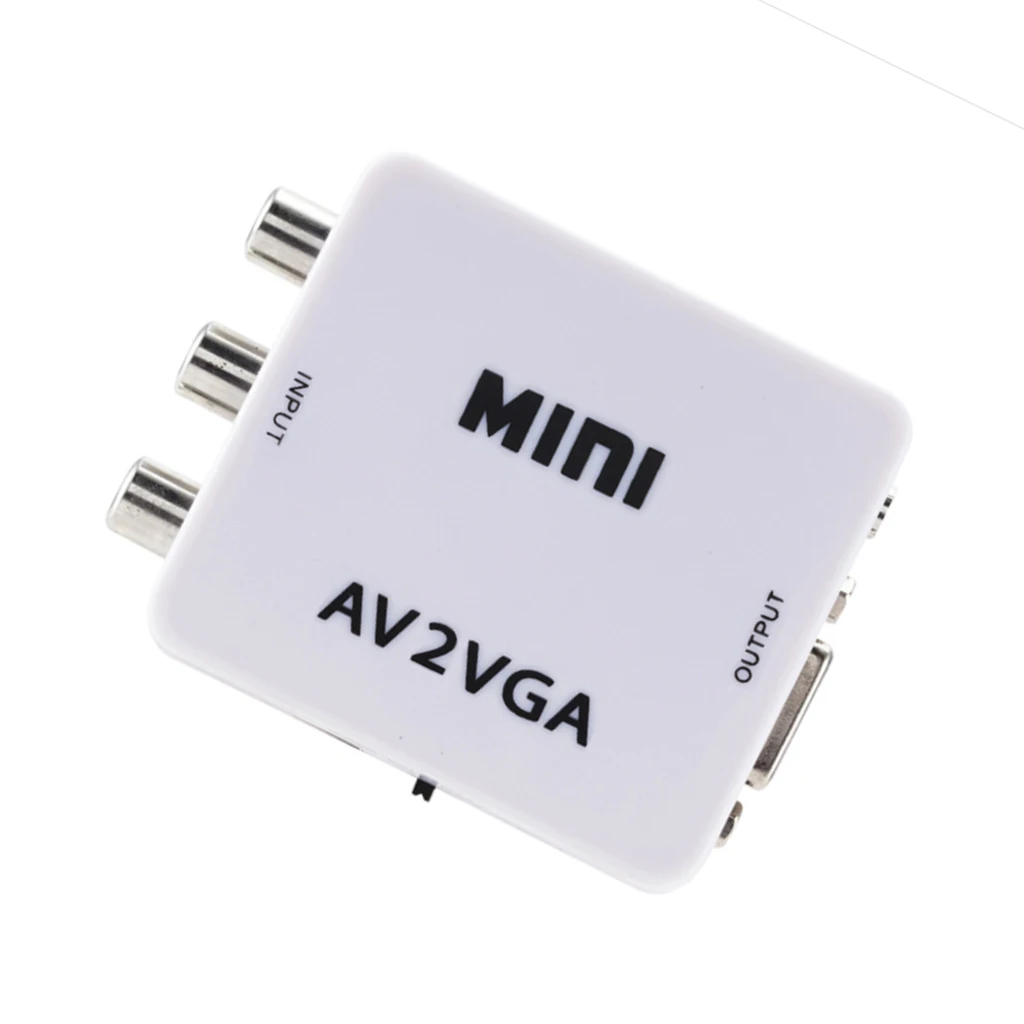 Mini HD 1080 p AV2VGA Video Converter Box adattatore AV RCA CVBS al Convertitore Video VGA PC Conve