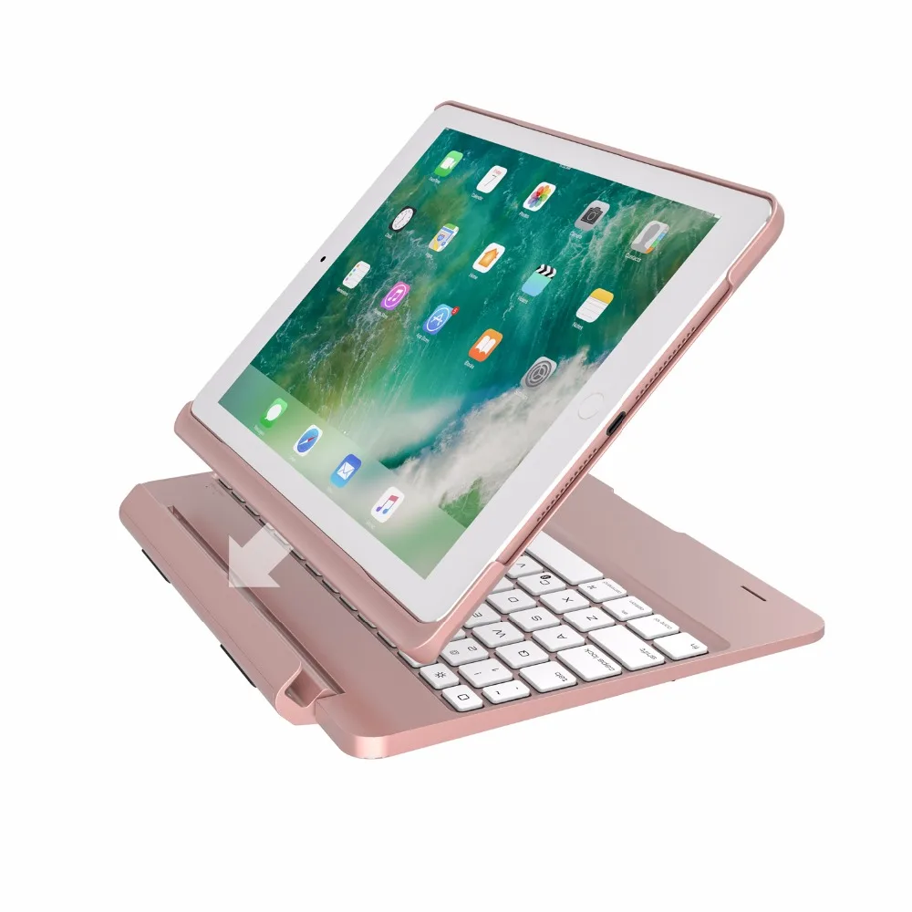 New 2017 for iPad 9.7 7 Colors Backlit Light Wireless Bluetooth Keyboard Case Cover for iPad 5 / 6 / Air / Air 2 / Pro 9.7