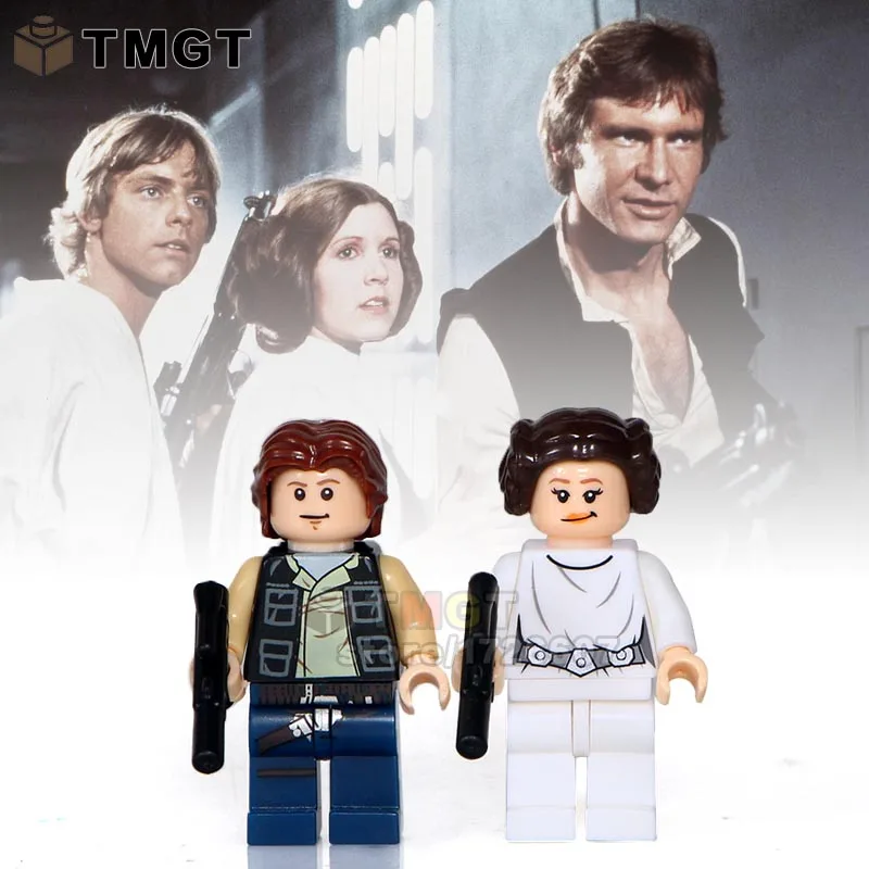 

2PCS/SET Building Blocks Han Solo Darth Vade Luke Skywalker skeleton man Robin Stitch spiderman Batman Figures Toys for Children