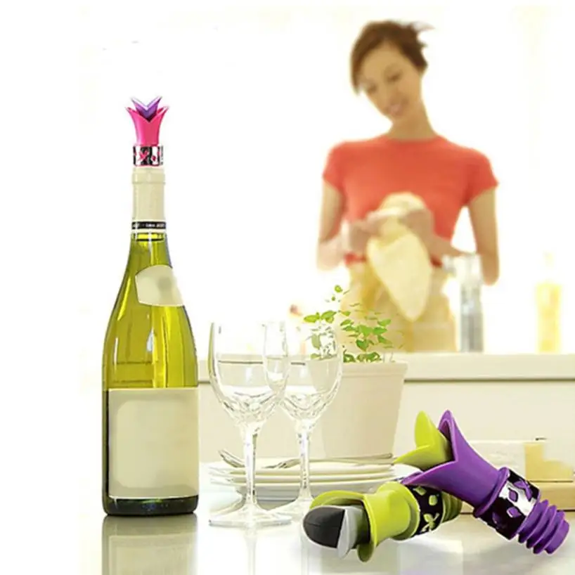 Buy Silicone Wine Pourer Stopper Lily Bottle Cork And Pourer Silicone Lily