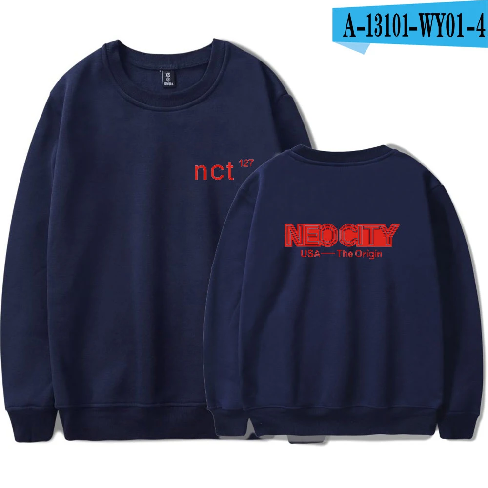 Darkblue KPOP NCT 127 толстовки Мужская одежда принт Нео город происхождения свитер с капюшоном Haechan Taeil Taeyong пальто Модная одежда - Цвет: Darkblue