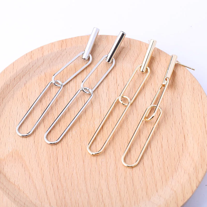

Korean Simple Geometric Long Dangle Earrings For Women Silver Gold Color Metal Earings Fashion Jewelry Pendientes Oorbellen