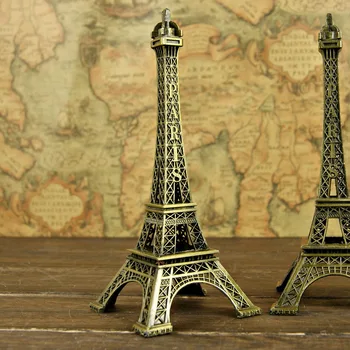 

18 cm Bronze Tone Romantic Paris Eiffel Tower Figurine Statue Antique Article Vintage Home/Pub/Office Decoration