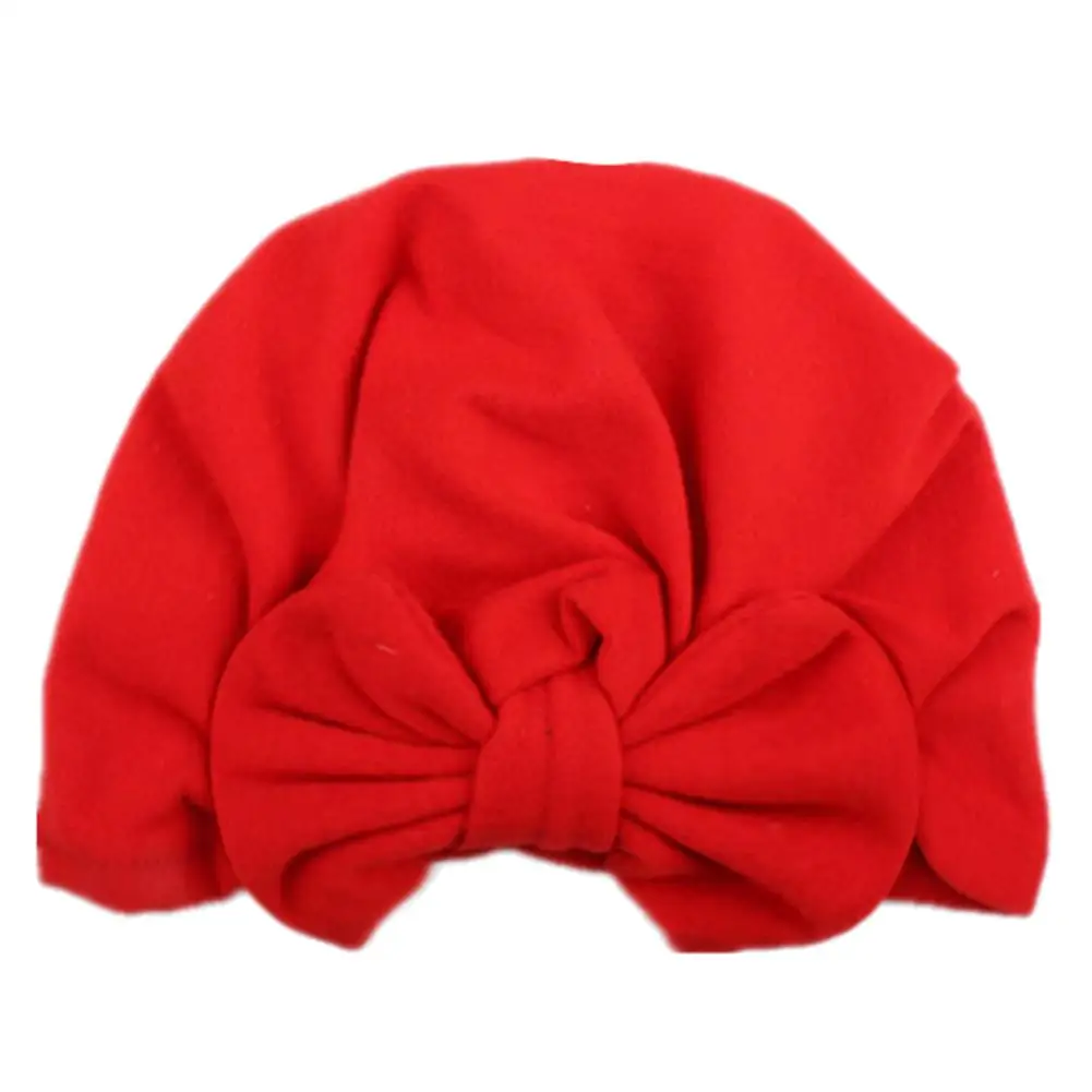 

Cute Bowknot Solid Color Turban Cap Toddler Baby Boy Girl Elastic Beanie Hat