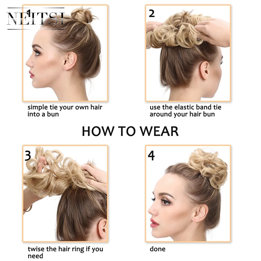 Neitsi Messy Bun синтетические волосы для наращивания Вьющиеся Волнистые пончик-шиньон для женщин инструмент для укладки