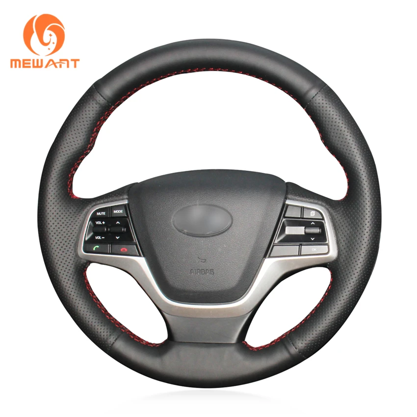 MEWANT Black Artificial Leather Car Steering Cover for Hyundai Elantra 4 2016-2019 Solaris 2017-2019 Accent 2018-2019 MEWANT Black Artificial Leather Car Steering Cover for Hyundai Elantra 4 2016-2019 Solaris 2017-2019 Accent 2018-2019