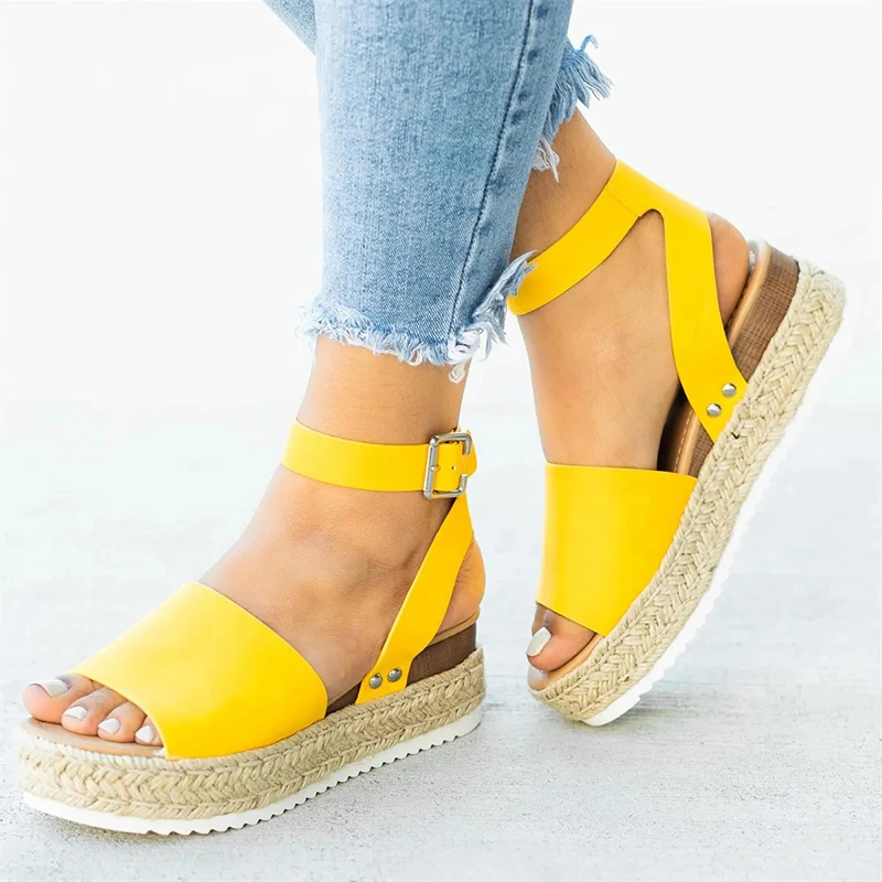 Women Sandals 2019 New Summer Wedge Leather Women Shoes Peep Toe Gladiator Sandals Ladies Casual Shoes Women Platform Sandals