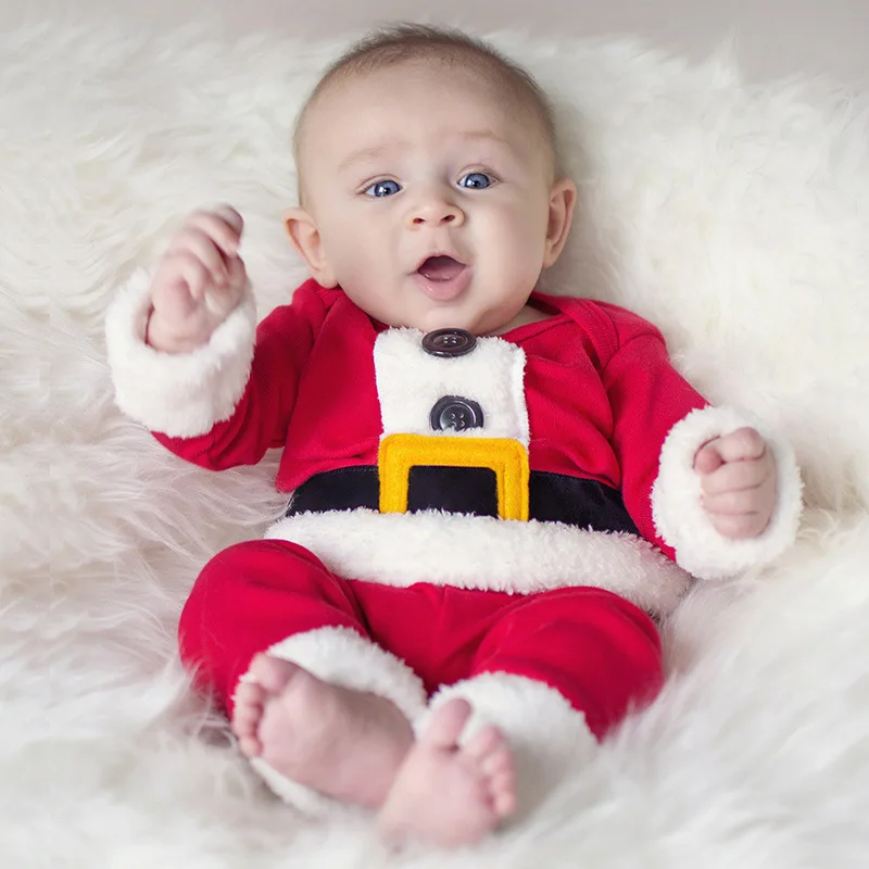 Kids Baby Boys Girls Christmas Pajama Set Santa Claus Long Sleeve T Shirt Tops Pants Clothing Set Outfits