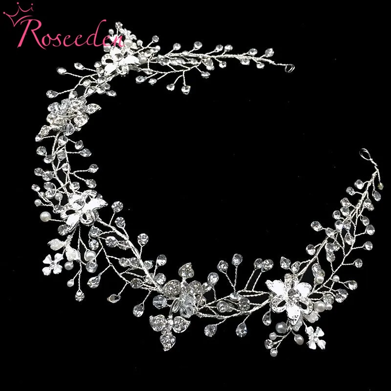 Изысканные жемчужные стразы для невесты, ободок для волос, ручная работа, свадебные аксессуары для волос, ювелирные изделия, Прямая поставка, RE730