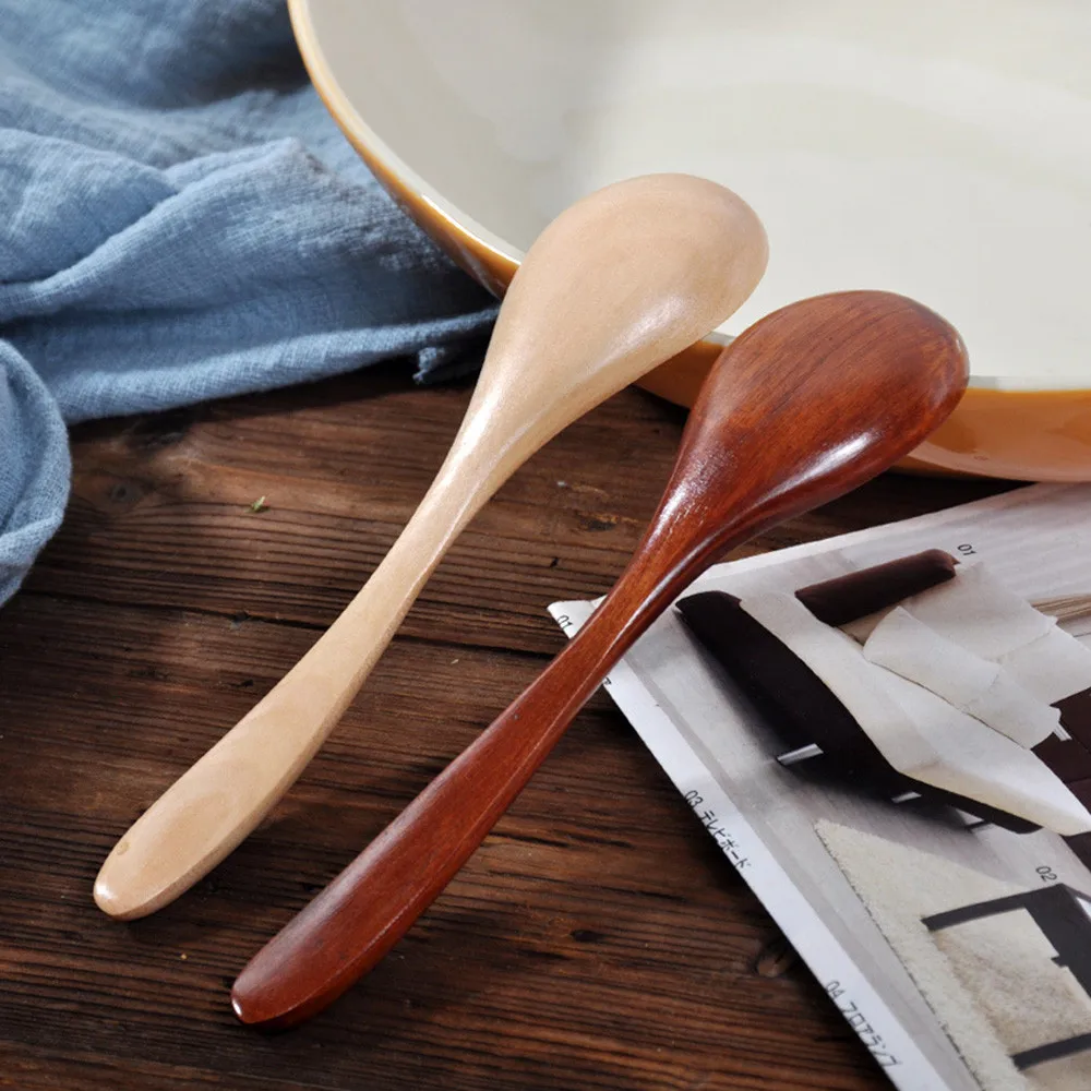 

Wooden Spoon Fork Bamboo Kitchen Cooking Utensil Tools Soup-Teaspoon Tableware Wooden spoon for children A30314