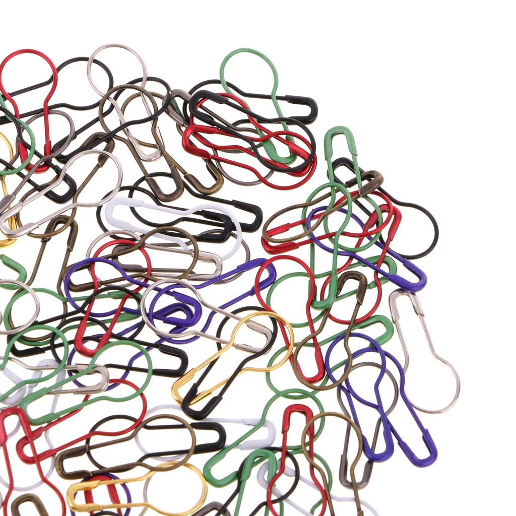 100 Pieces Assorted Color Calabash Shape Safety Pins Pear Gourd Shape Sewing Quilting Pins