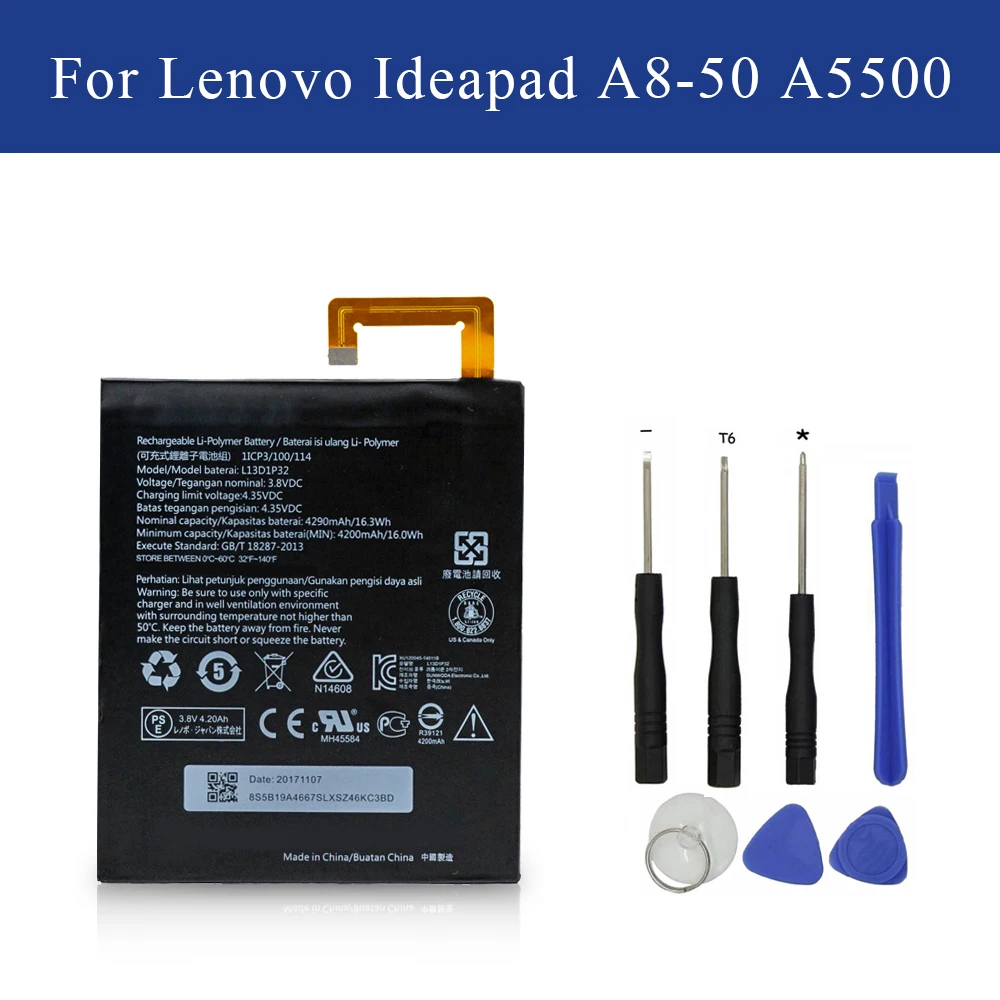Battery L13D1P32 For Lenovo Lepad A8 50 A5500 Tab S8 50 Built in