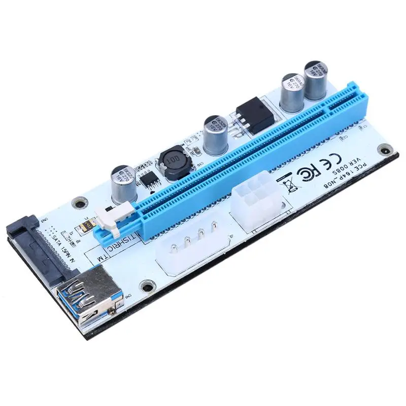 Ver 008S 60cm 3 in 1 Molex 4Pin SATA 6PIN PCIE PCI-E PCI Express Riser Card 1x to 16x USB 3.0 Cable For Mining Bitcoin Miner Ver 008S 60cm 3 in 1 Molex 4Pin SATA 6PIN PCIE PCI-E PCI Express Riser Card 1x to 16x USB 3.0 Cable For Mining Bitcoin Miner