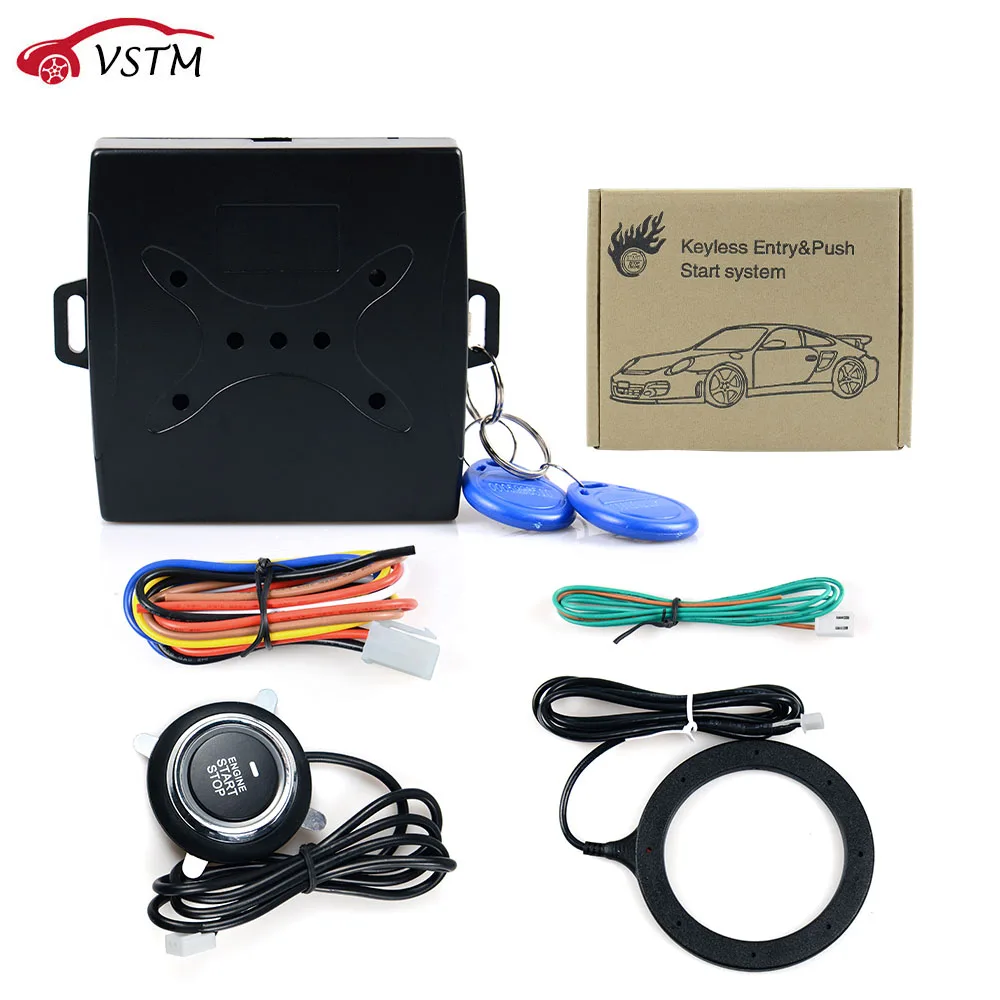 

Auto Car Alarm Engine Starline Push Button Start Stop RFID Lock Ignition Switch Keyless Entry System Starter Anti-theft System
