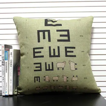 

Creative sheep eye chart Pillow ,cartoon sheep cushion Linen pillowcase Office Home Decor Sofa cushions