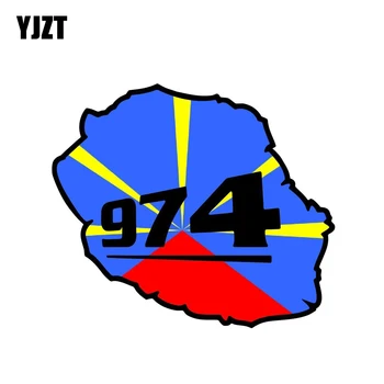 

YJZT 12.2CM*10.5CM Accessories Reunion Island 974 Flag Map Car Sticker Motorcycle Helmet Decal 6-1275