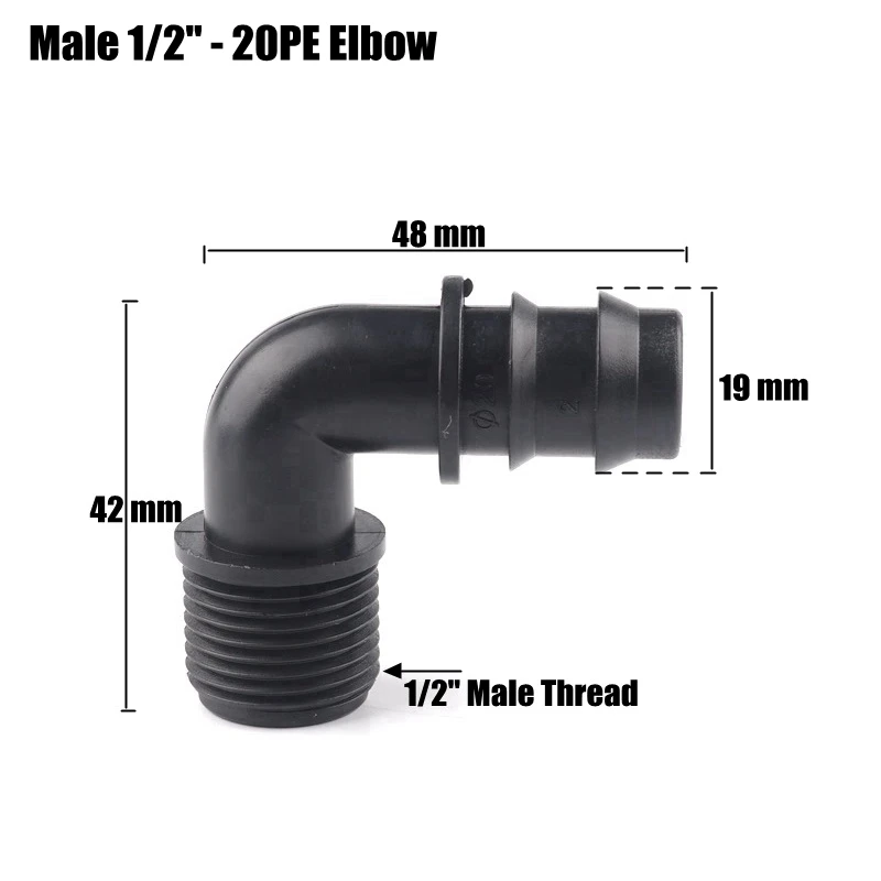 3 шт. 1/" 3/4" резьбовые локоть соединители 16 20 мм, pe, труба соединитель микро орошение трубы шланг водяные соединители пагода суставы
