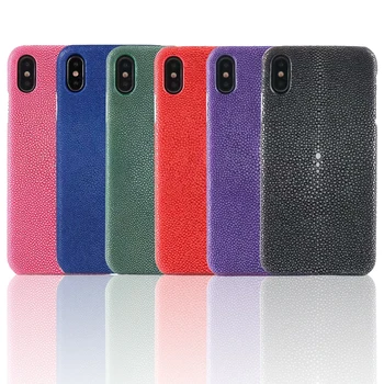 

Luxury Genuine Leather Case for IPhone XS MAX XR Cases Ultra Thin Back Glass Cover for IPhone XR Pearl Fish Skin Texture Coque