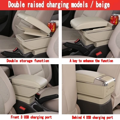 Подлокотник для kia picanto - Название цвета: Double USB Beige