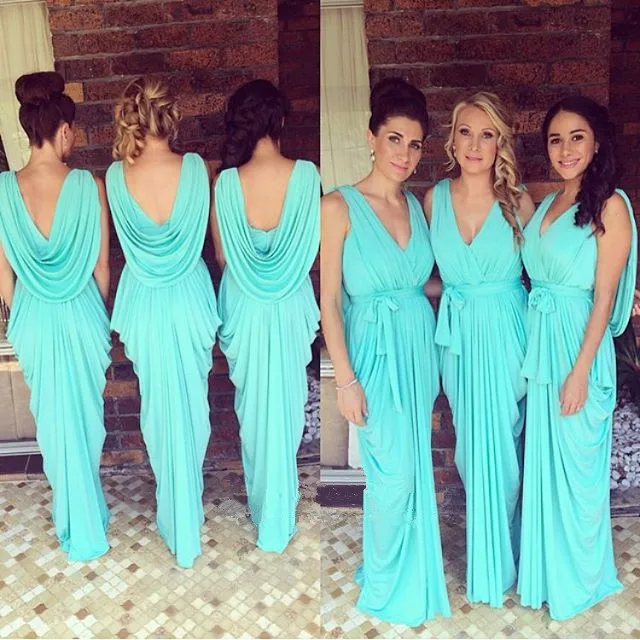 Turquoise Bridesmaid Dresses 2017 V Neck Dred Ruffles Chiffon Turquoise Bridesmaid Dresses 2017 V Neck Dred Ruffles Chiffon Junior Long Wedding Party Dress Robe Demoie D Honneur Fq28 In From
