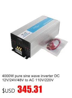 1000 Вт Чистая Синусоидальная волна инвертор, DC 12 V/24 V/48 V к AC 110 V/220 V, несеточный солнечный инвертор, преобразователь напряжения с зарядным устройством/UPS